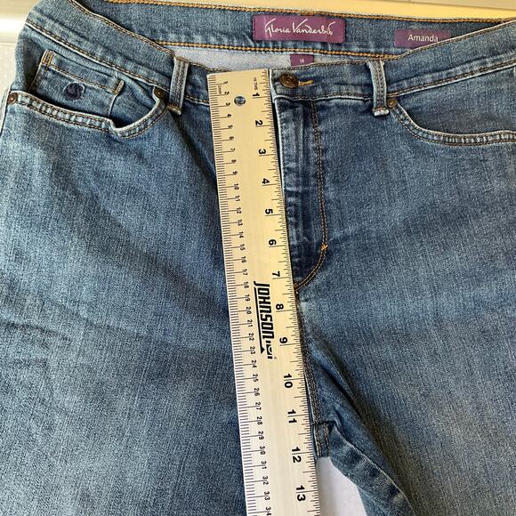 Gloria Vanderbilt Women Amanda Jeans size 14 Short Blue Straight Leg Mid Rise - Picture 6 of 12